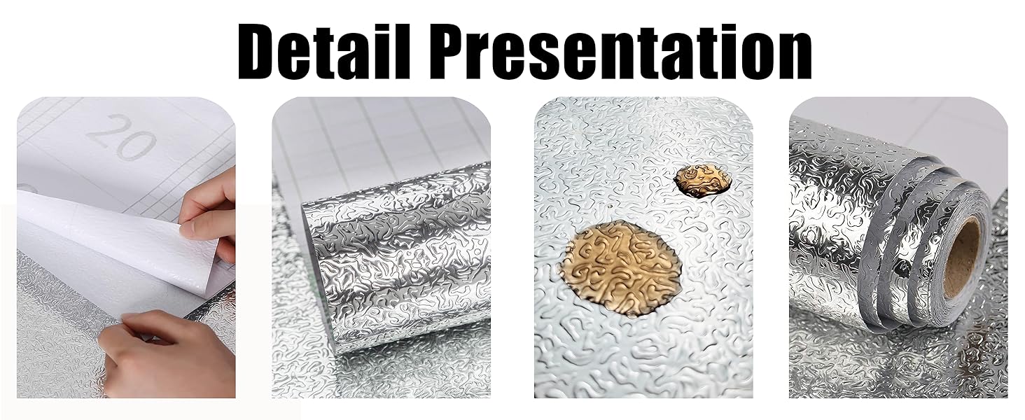 Thickened Aluminum Foil Kitchen Oil-Proof Sticker, Heat-Resistant Waterproof Self-Adhesive Wall and Cabinet Paper