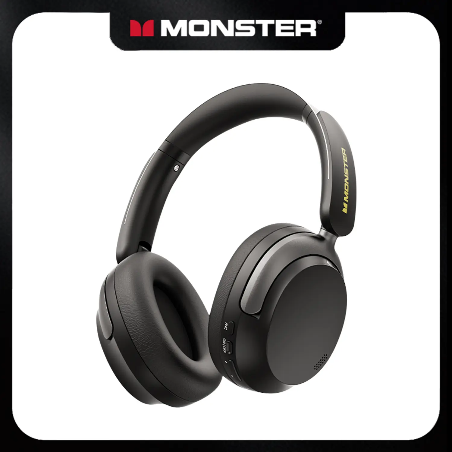 Monster Adjustable Advanced Noise Canceling Over-Ear Audio Headphones, Bluetooth 6.0 Connection, 165H Playtime, 40mm Drivers, 5-Mic ENC, Foldable, Multi-Device Pairing for Gaming & Travel - TikTokShopBackToSchool, Travel-Friendly