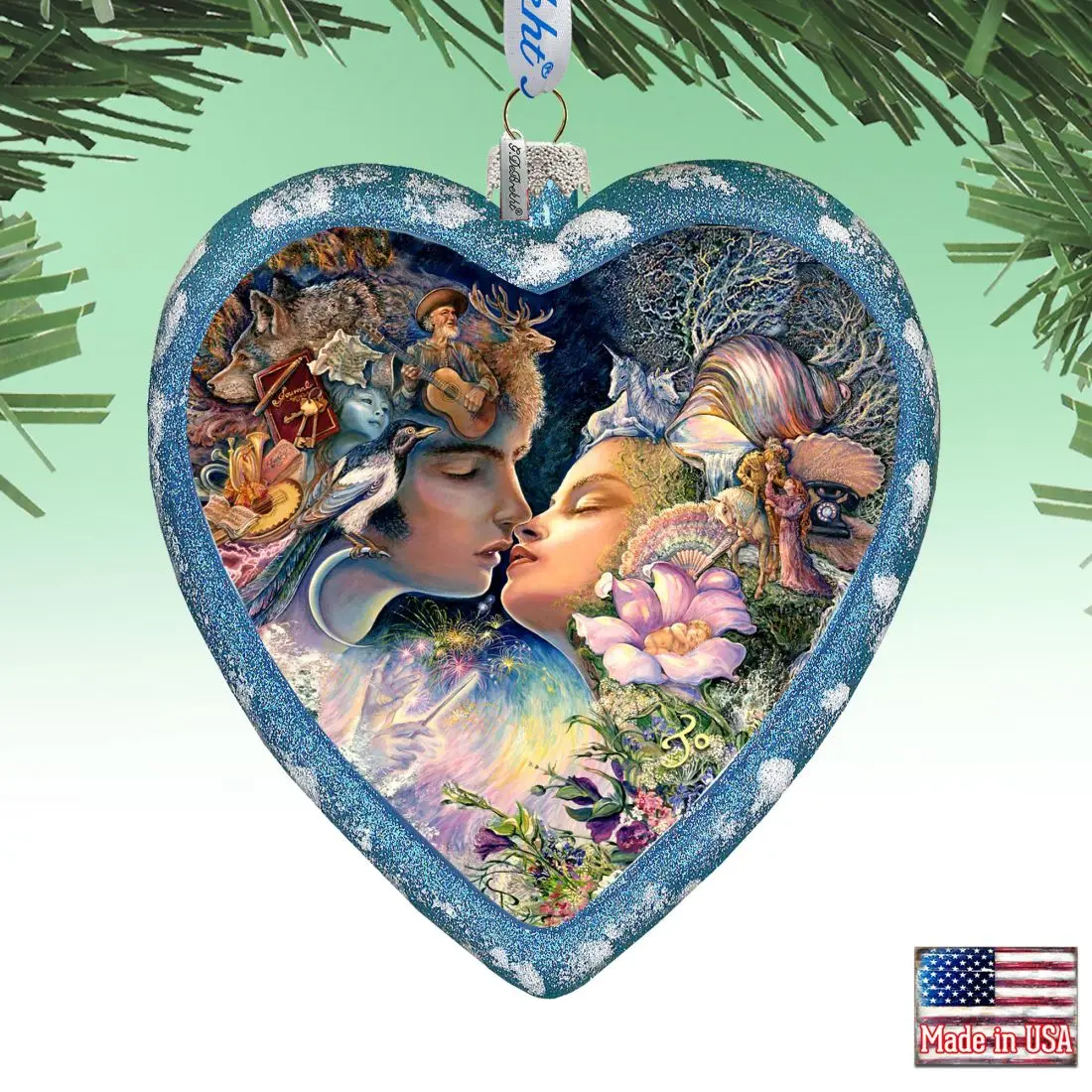 G.DeBrekht 738-408-JW 5 x 5.5 in. Magic Kiss Heart Glass Ornaments