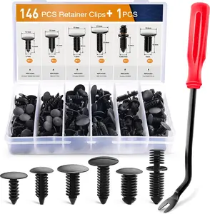 146PCS Nylon Bumper Shield Retainer & Double End Xmas Tree Retainers Clips Universal Auto Body Shield Retainer Fastener Clip Assortment- Bonus Fastener Remover Free