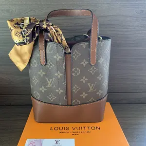 Pre-owned Louis Vuitton Monogram Tote Bags All In BB Canvas Bucket Bag with Attached Scarf