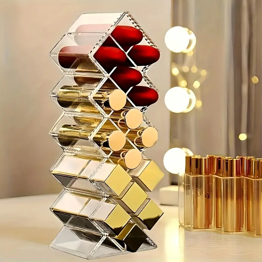 Fish Design Lipstick Organizer Box, Stackable Cosmetic Storage Holder, Beauty Organizer, Holds 16 Lipsticks, Perfect Gift for Valentine's Day, Lipstick Holders