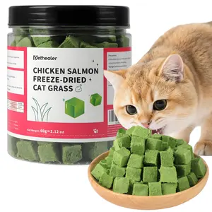 120g Cat Grass Treats for Indoor Cats, Freezed Dried Cat Grass Teething Stick Snacks for Cats, Edible Feline Chew Toys for Hairball Control and Oral Health