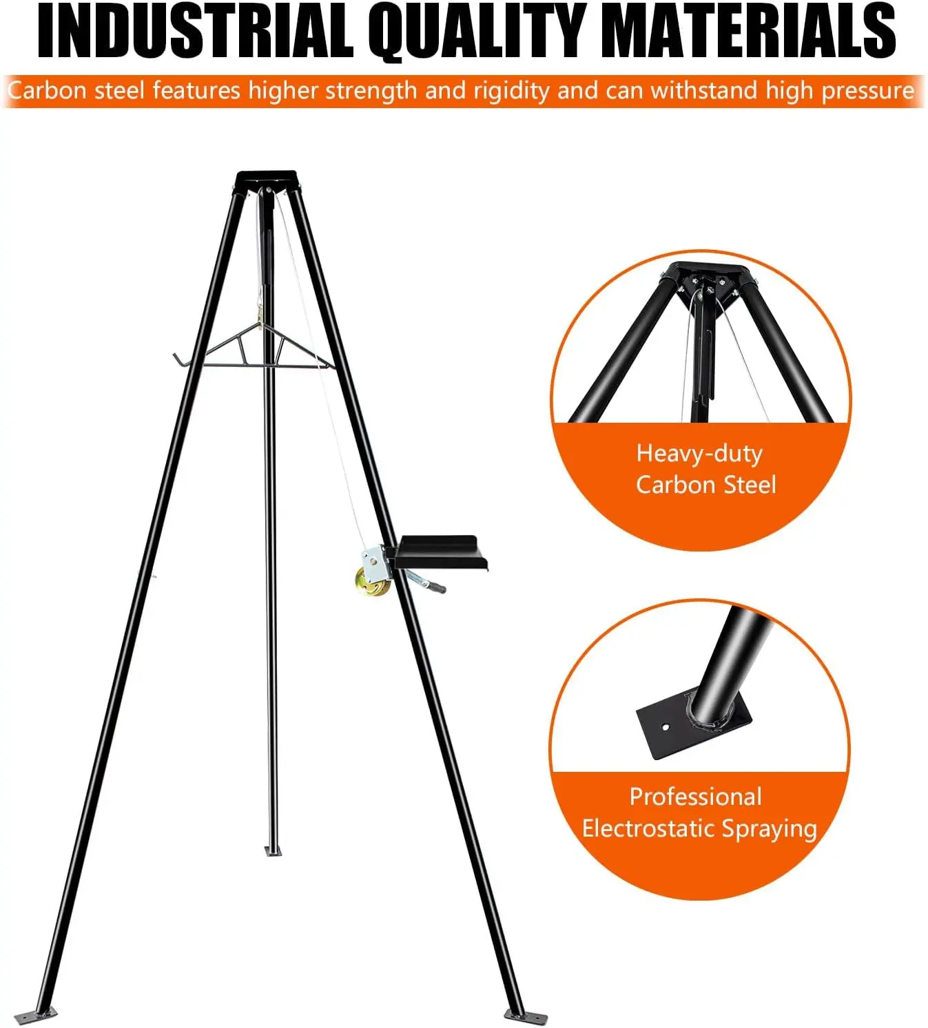 600 LBS Capacity Tripod Game Hoist Deer Hanger, Deer Hunting Stand Rack with Heavy Duty Hand Winch & Slide Rail & 16.4 FT Long 0.16 inches Diameter Steel Cable for Hunting Season Multi-Purpose Trailer Hitch Mount Adjustable Tri Ball Hitch Mount