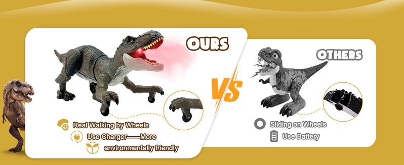 Remote Control Dinosaur Animal Toy, Spinosaurus and T-rex, swift movement & water spray, gift for boys