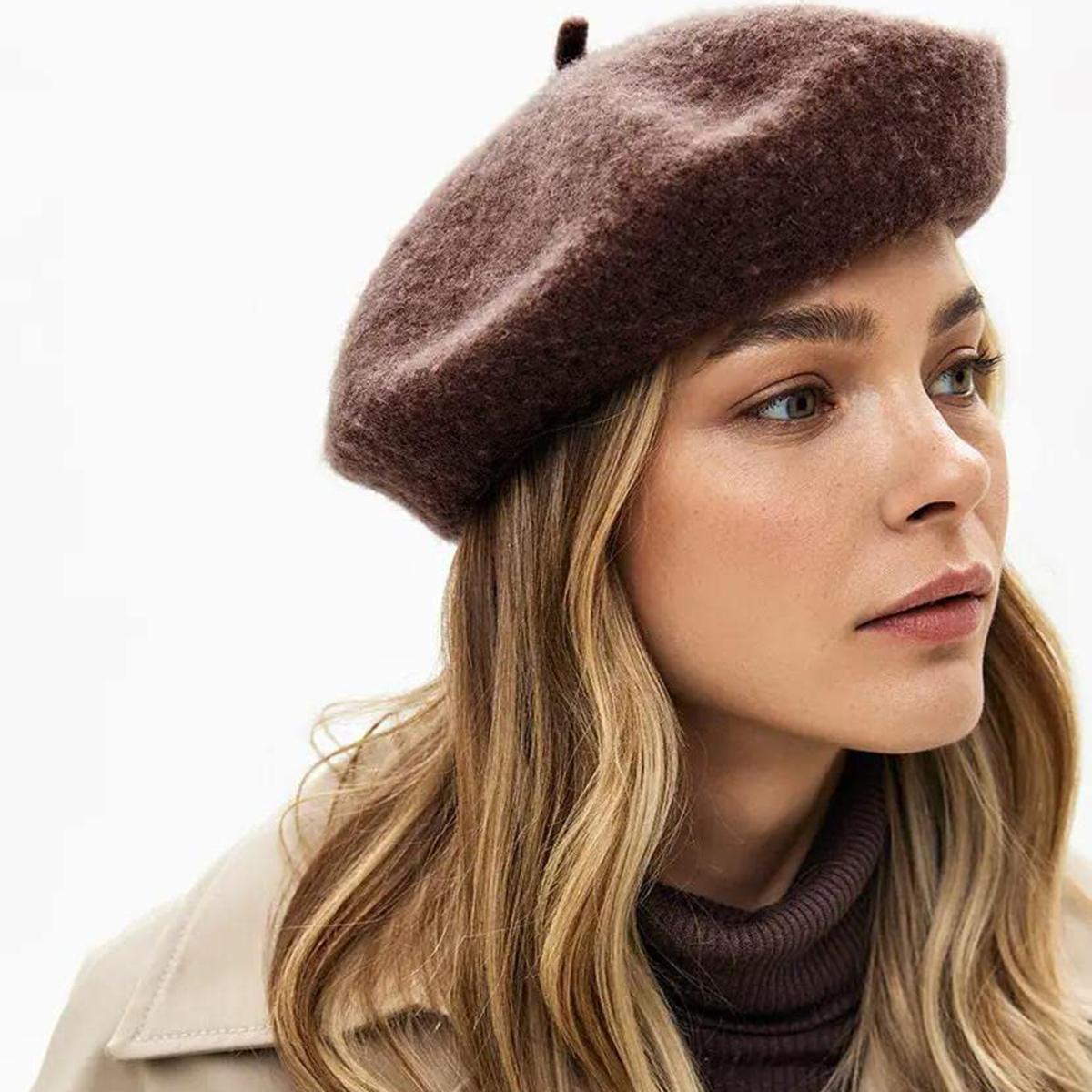 AWAYTR Women French Wool Beret Hats Solid Color Classic Beanie Winter Cap TikTokShopBlackFriday