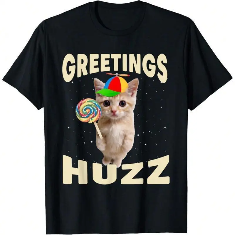 Greetings Huzz Funny Gen Z Gen Alpha Slang Meme T-Shirt Daily T-Shirt Women  T-Shirt Cute Cartoon Clothes Black Short Sleeve Round Neck Casual Spring Anti Wrinkle Machine Washable