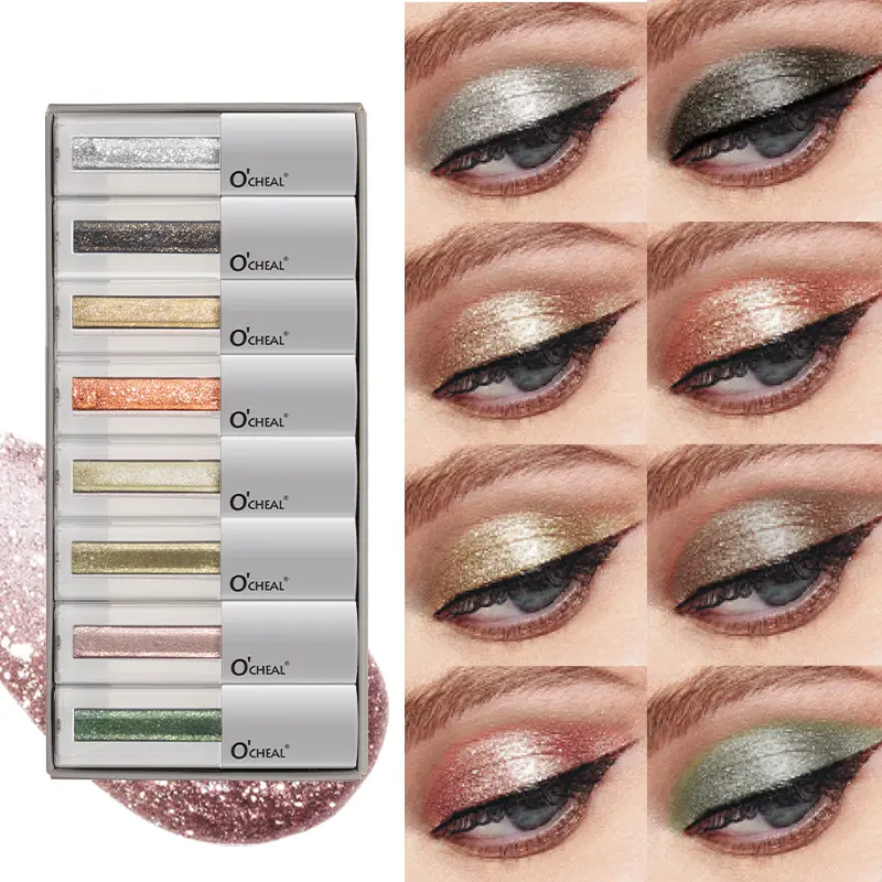 Women's 8PCS Liquid Glitter Eyeshadow Set - Galaxy Theme, Metallic Sparkles, Easy to Blend, Long-Lasting, Lightweight Smooth Eye Makeup Kit for Party Wear