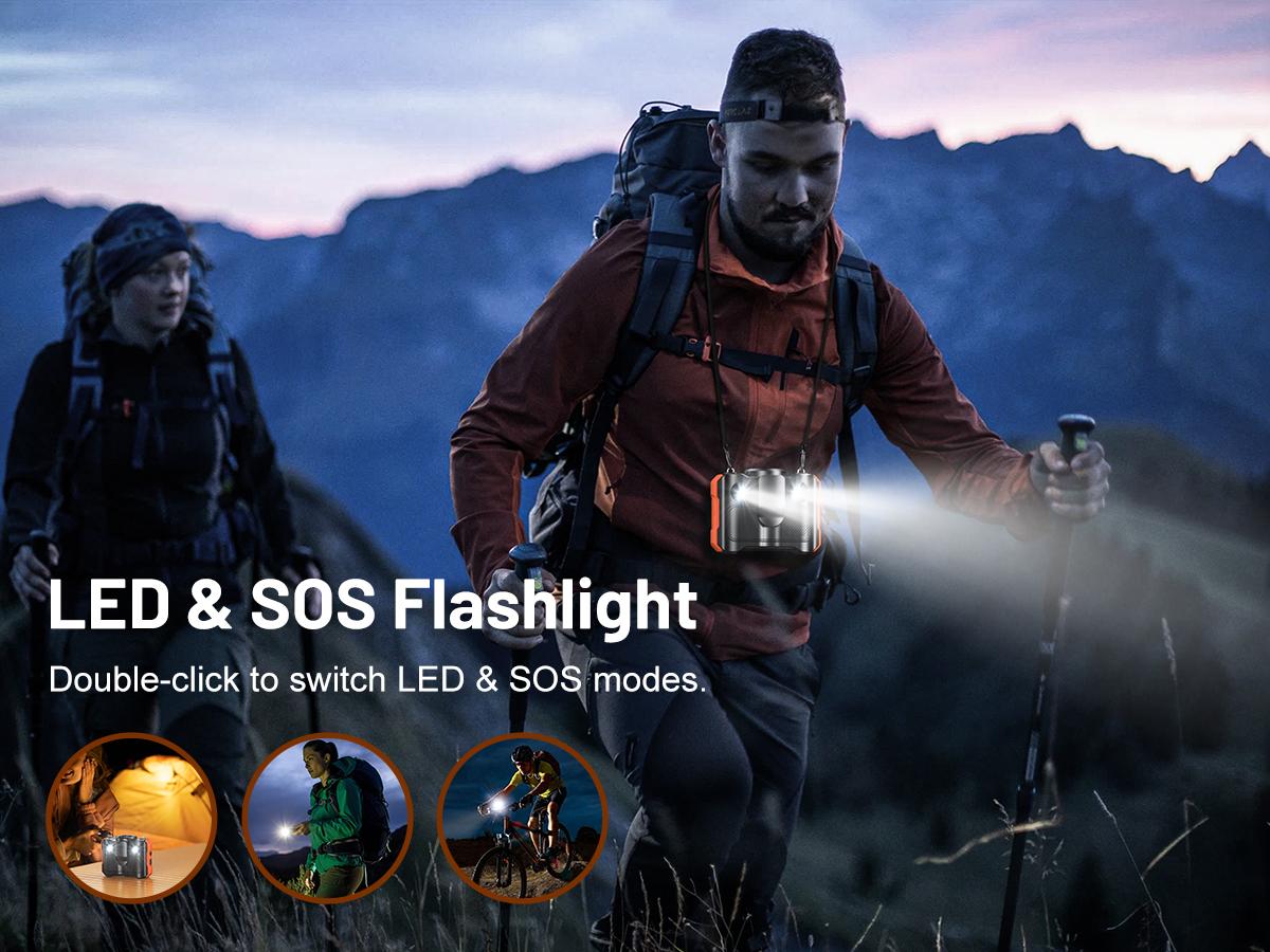 BLAVOR 3-in-1 Waist Fan with Bluetooth Speaker & Power Bank, 29600 mWh Large Battery, 26000RPM Strong Airflow, Up to 82H Long Cooling, Flashlight & HD Sound, Clip-on Wearable Belt Fan for Outdoor, Work, Camping.