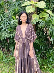 Goddess Tie Dye Kaftan Maxi Dress - Brown