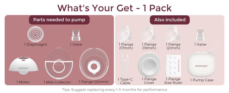 【Classic Edition】Momcozy  M5 Hands-Free Wearable Breast Pump, Double-Sealed Flange for Baby-Like Comfort, 3 Modes & 9 Suction Levels, Portable Electric Pump – 24mm, A