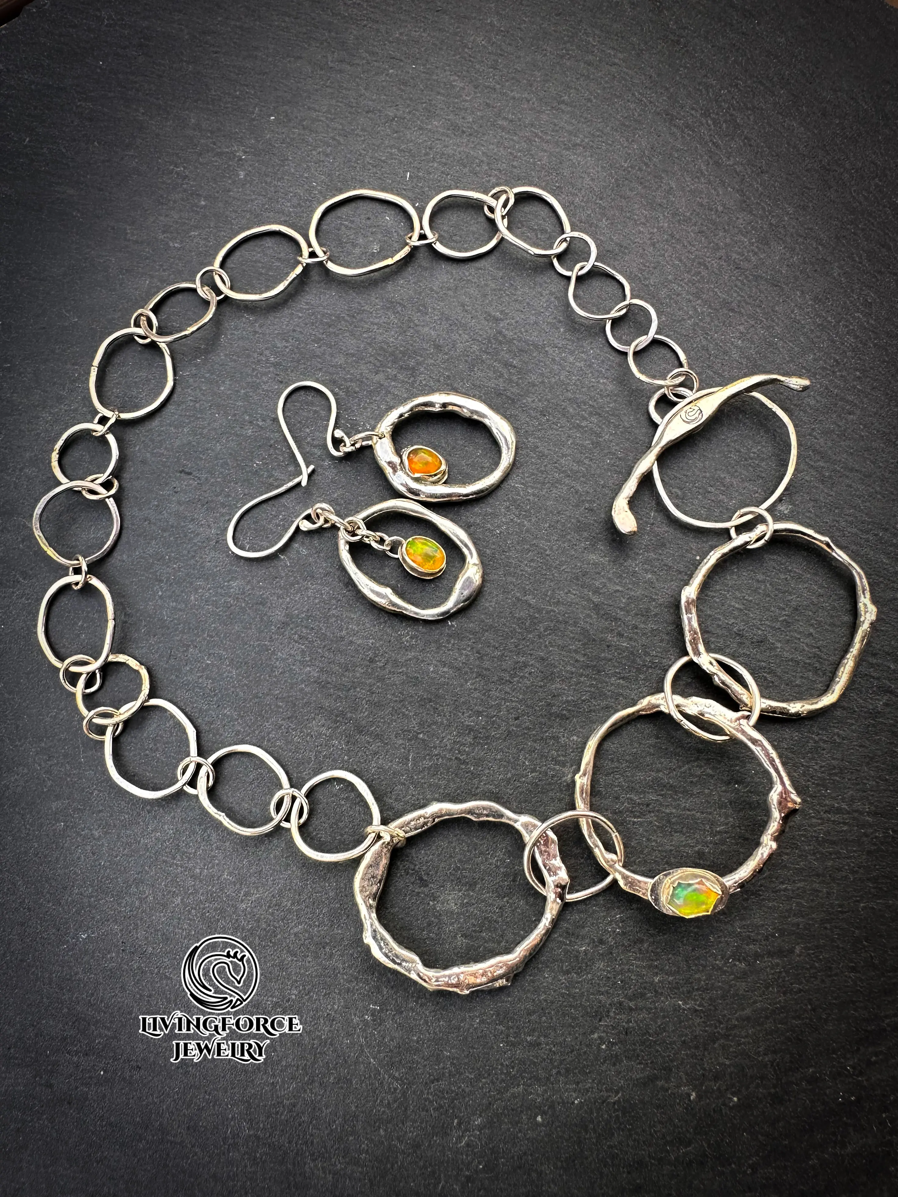 Ember Flow Set — Welo Opal Necklace & Earrings