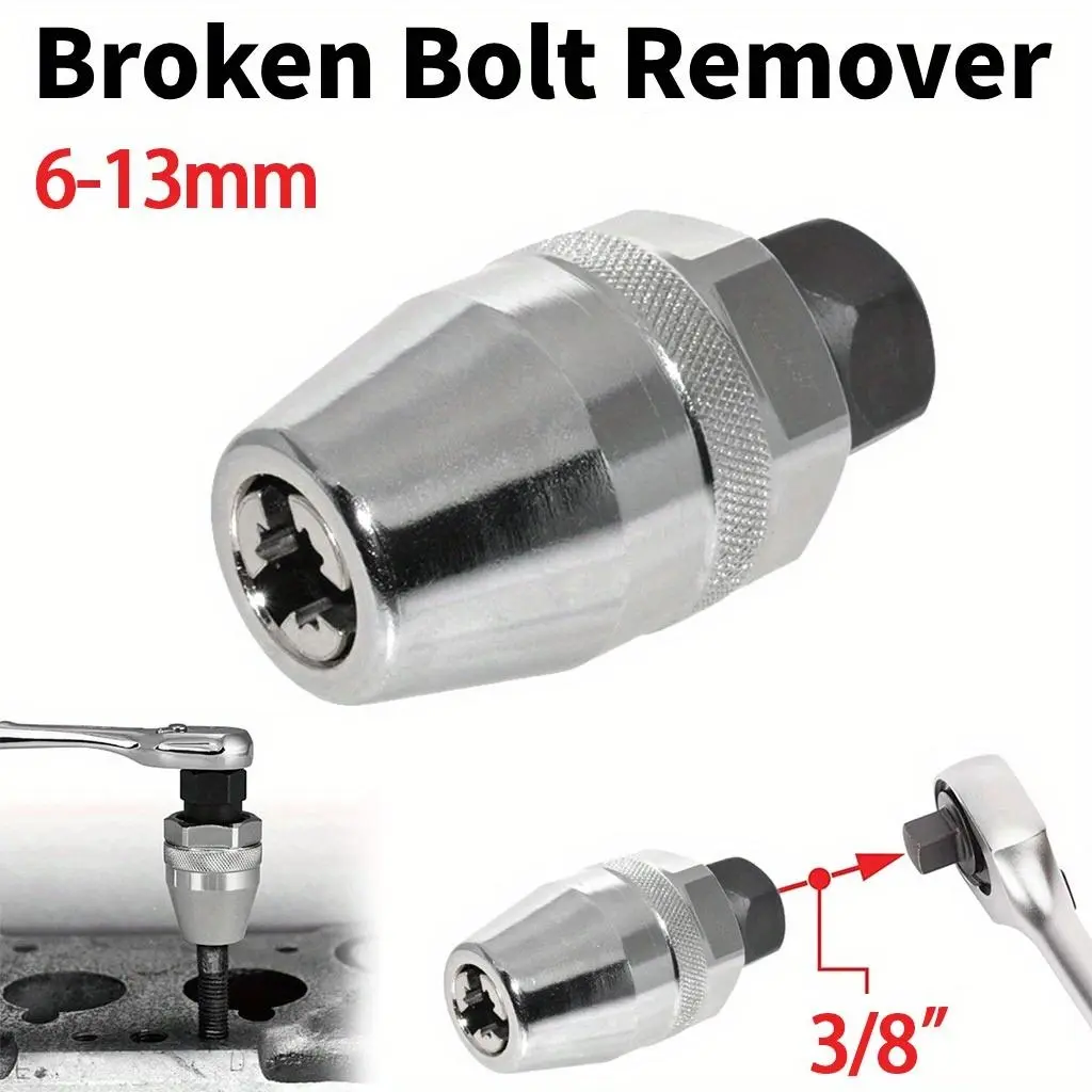 6-13mm Broken Bolt Extractor Set, Manual Non-Electric Mechanics Tool with Flexible Size Range for Bolt Removal, Adjustable Wrench, Impact Wrench, Ratchet, Socket