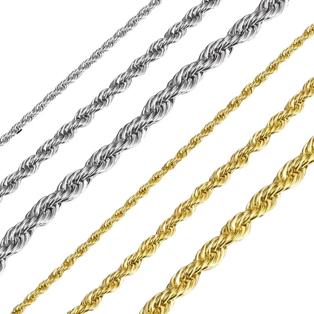 Cuban Link Chain Necklace for Men & Women, Stainless Steel Curb Design in 3/5mm Widths, 18-24 Inch Lengths, Elegant Silver Fashion Jewelry, Cool Gifts for Guys, Men's Accessories, Teen Boy Gift