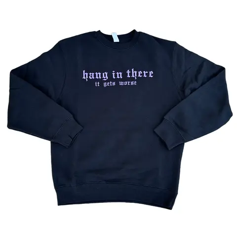 Hang In There Embroidered Crewneck Sweatshirt Alternative Fashion Long Sleeve Cotton Casual Unisex Menswear Tops Pullover