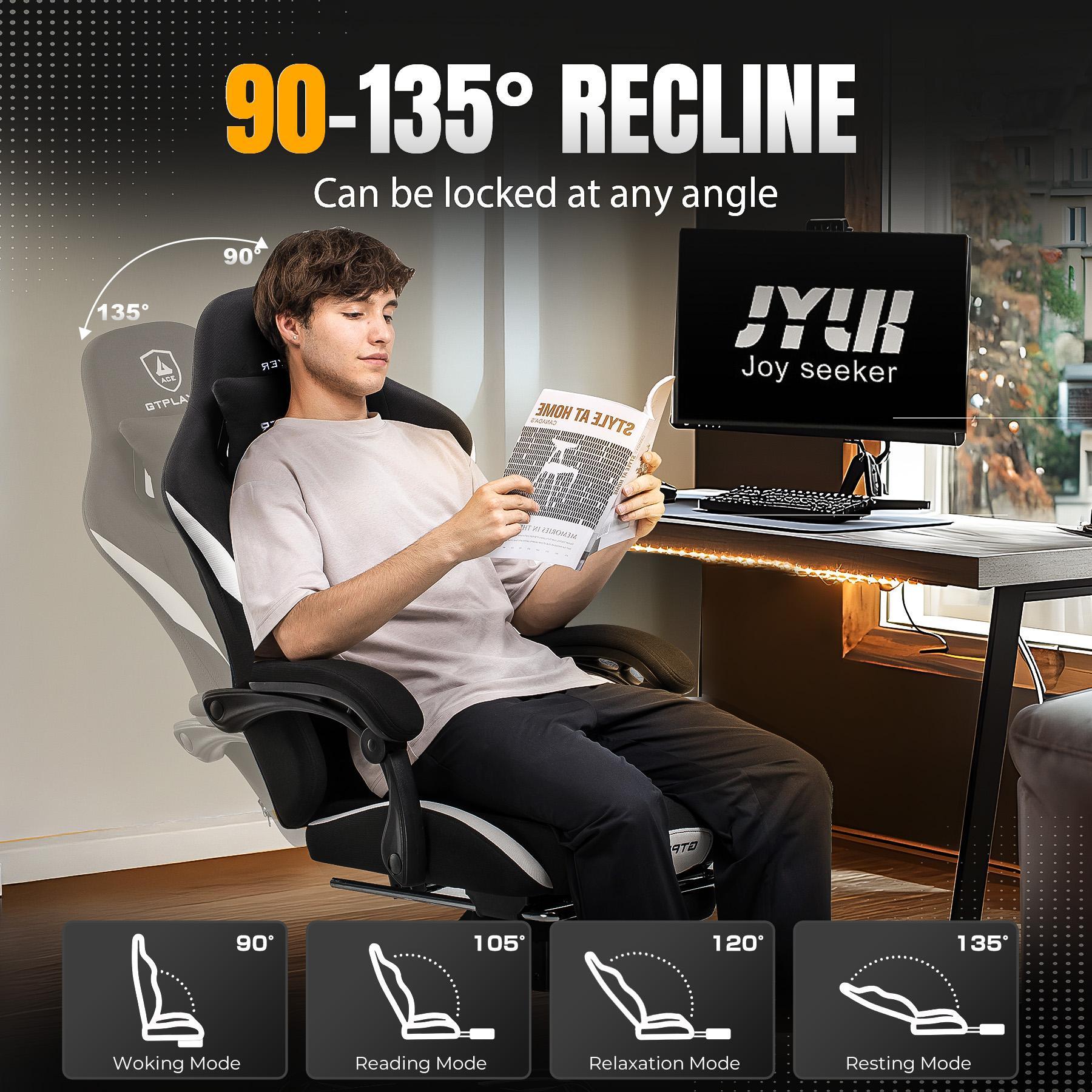 【Deals For You】GTPLAYER Office Gaming Chair, with Pocket Spring Cushion and Memory Foam Lumbar Pillow, Desk Chair Reclining, Mesh Swivel Rolling Task Chair Furniture Ergonomic