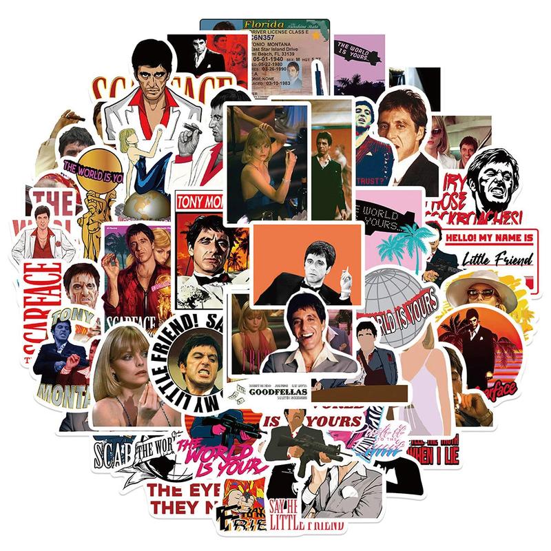 10/30/50pcs Movie Scarface Stickers Cool Graffiti Laptop Motorcycle Car Waterproof Cartoon Decals Toys Vinyl Sticker Wholesale