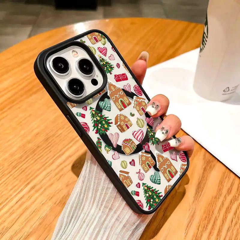 Phone Cases for iPhone 11-17/Pro Max/Air Plus Christmas Gingerbread Theme y2k Cased MagSafe Ready Anti-Fall Ultra-Thin TPU Protection Cover