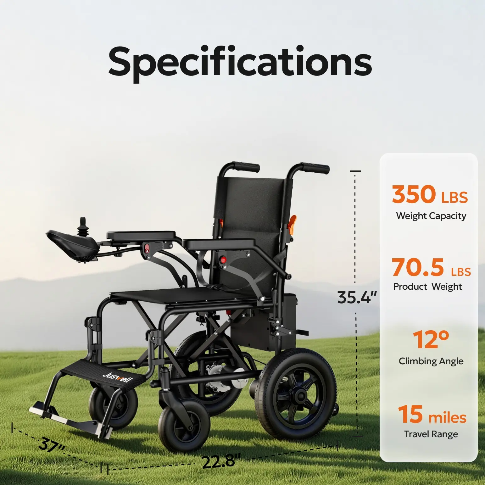 Lightweight-Black-Support 350 lbs-15 Miles