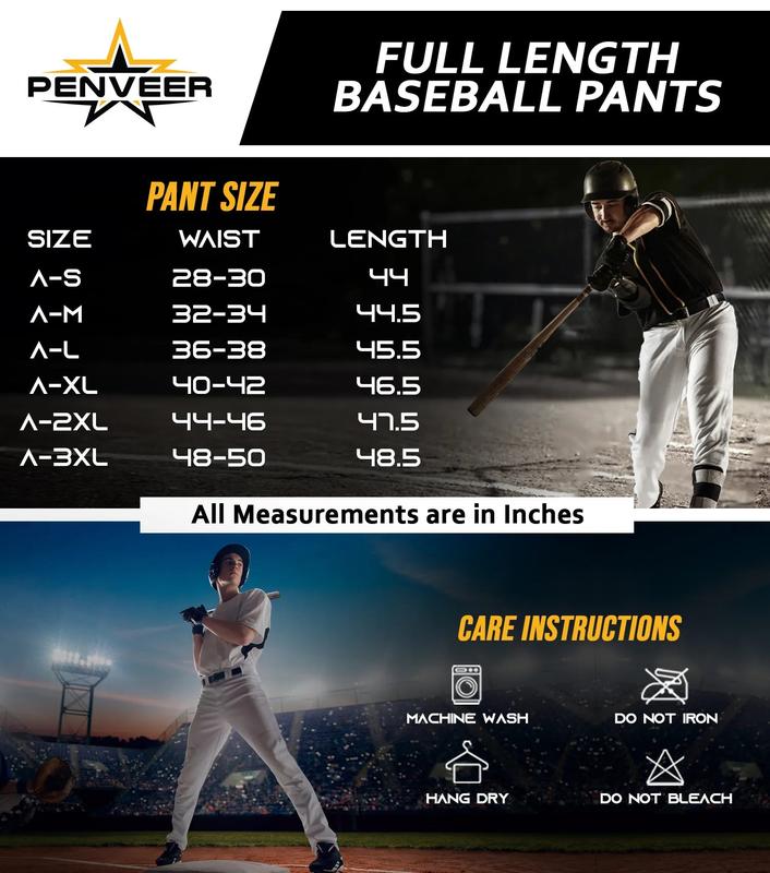 Penveer Full Length Men's Baseball Pants, Open Bottom, Loose Fit Adult Baseball Pants with Adjustable Length (Grey)