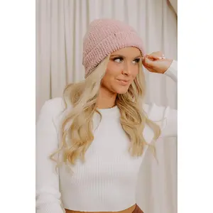 Barefoot Dreams CozyChic Ribbed Beanie in Teaberry