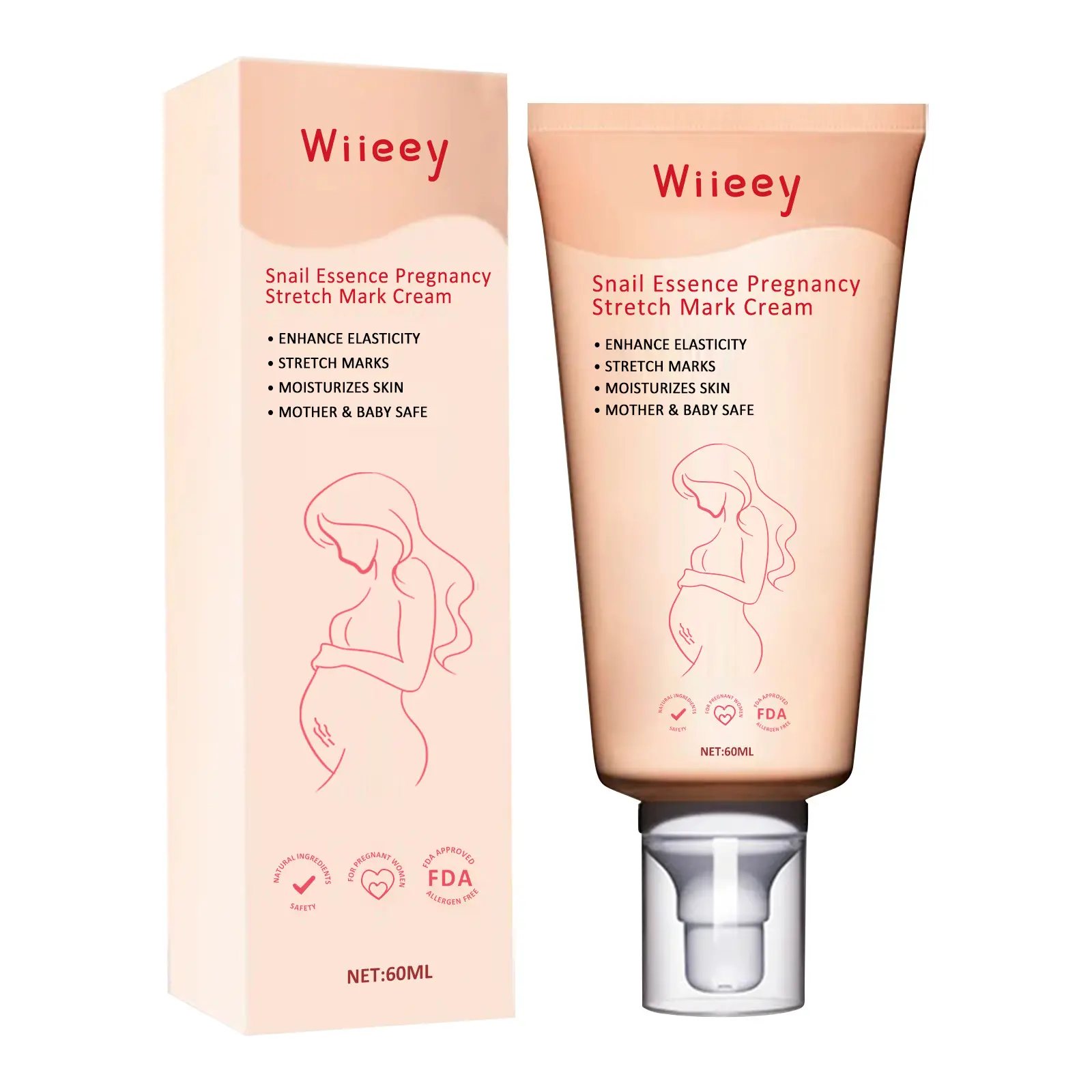 Wieey Premium Snail Essence Postpartum Maternity Cream with Snail Mucus Extract, Vitamin E, Collagen - Pregnancy Must Haves Skin Care Product for Stretch Mark Repair, Skin Firming, Nourishing (Safe for Nursing Moms), Nourishing Skin Care