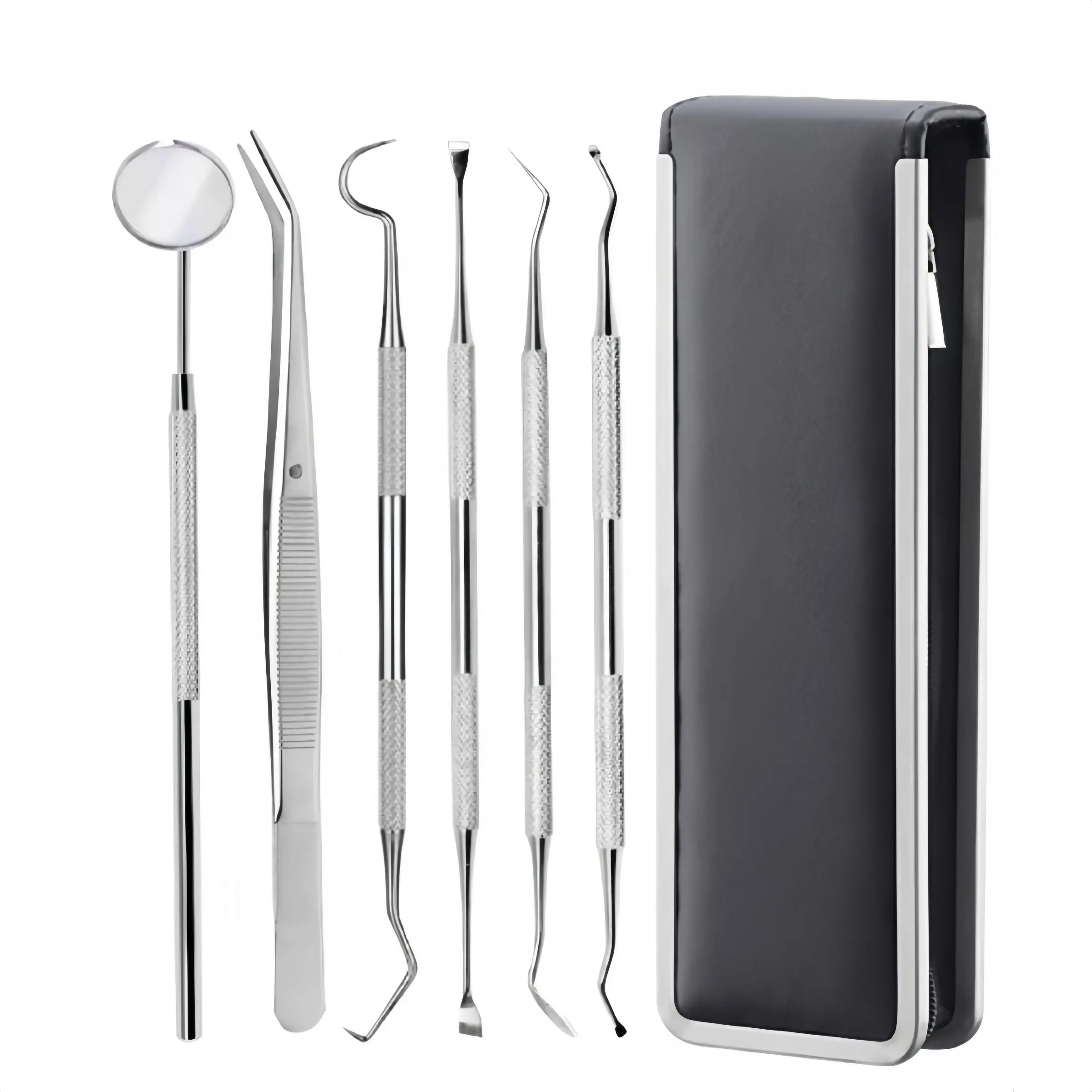 Dental Tools Set (6pcs), Stainless Steel, Teeth Cleaning Kit, Personal Oral Care Essentials, Silver Color, Includes Mirror & Tweezers, Oral Hygiene Essentials, Mouth Care Kit