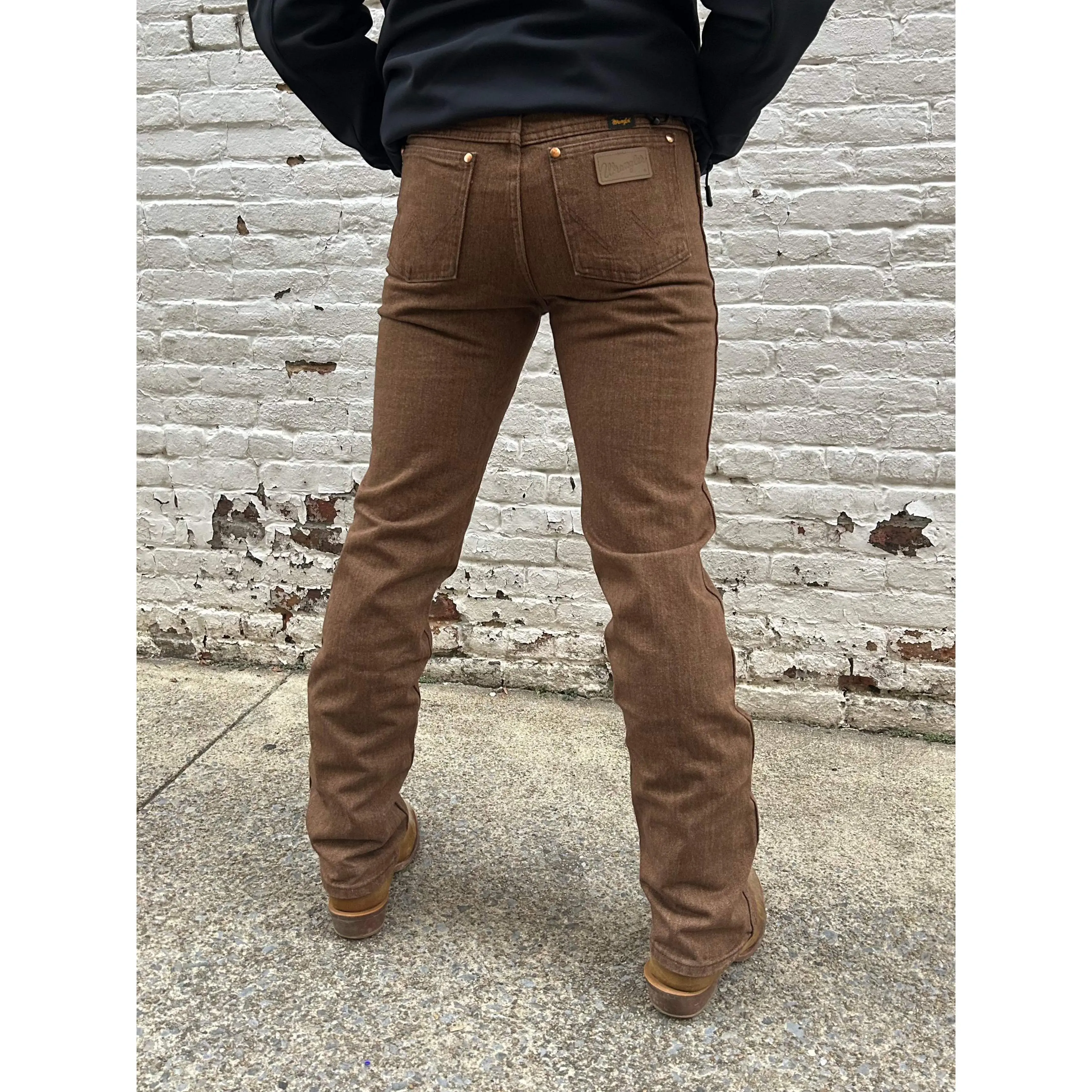 Wrangler Menswear Men's Cowboy Cut Slim Fit Tapered Jeans - High Rise, Heavyweight 100% Cotton Non-Stretch Western Denim Pants with Plain Pocket, Whiskey Color