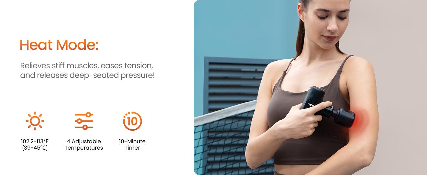NAPRE 3-in-1 Mini Massage Gun with Heat and Cold,Deep Tissue Back Massage with Detachable Handle for Neck/Body Pain Relief,Portable Handheld Percussion Muscle Massager,Small & Quiet,5 Heads with Case,Gift
