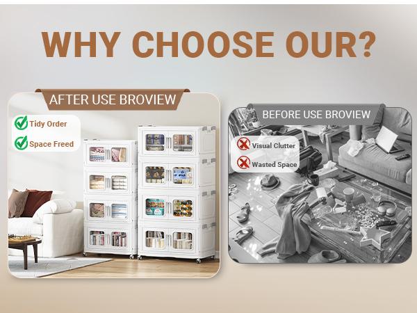 Broview V80 150Qt/200Qt/250Qt/360Qt/480Qt Stackable Storage Bins with Lids, Each 120Qt Stackable Bins with 1 Lid, High Quality Large Plastic Containers Collapsible Closet Organizers for Home Bedroom Craft Blanket Clothing Organization