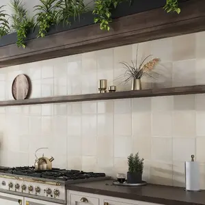 Warm Ivory 8x8 Glossy Zellige Square Subway Porcelain Tile (29 pack, 12.49 sq ft/case)