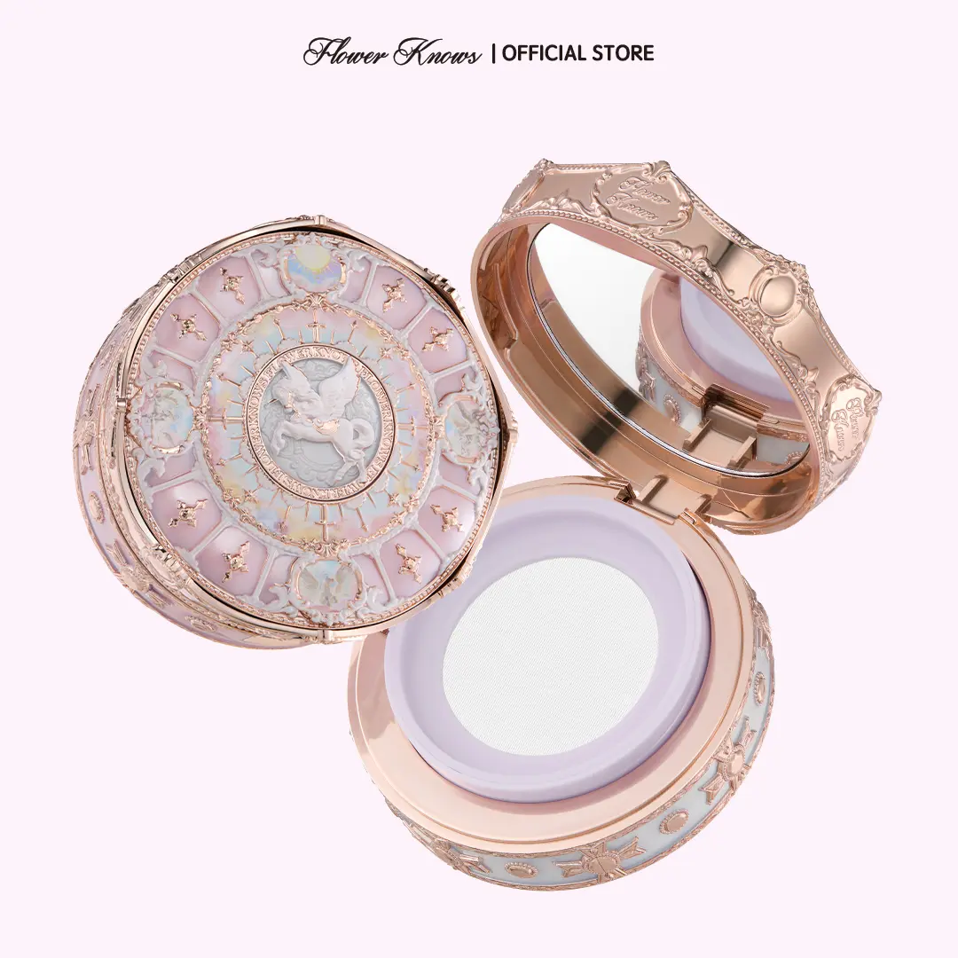 Flower Knows Knight Unicorn Collection Cloud Loose Setting Powder - Silky Finishing, Radiance-Boosting, Blurring Cosmetic, Lightweight Translucent Oil-Control Longwearing Face Powder for All Skin Types, Silky Finishing Powder