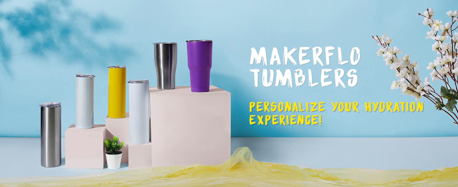 Makerflo 20 oz White Skinny Sublimation Blank Tumbler with Lid and Straw | Craft-Ready for DIY Gifts & Personalization (Sublimation, Epoxy, UV DTF, Vinyl, and Laser Engraving)