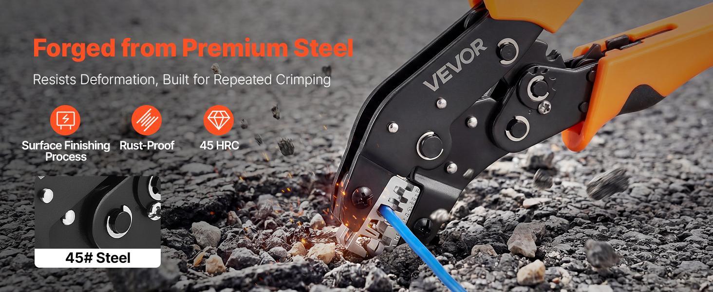 【Summerfinds】VEVOR Crimping Tool24-12 AWG Ratcheting Wire Crimper ToolLabor-Saving Electrical Terminal Crimp Pliers with Clear Metric & AWG MarkingsQuick ReleaseAdjustable Pressure for Multiple Terminals