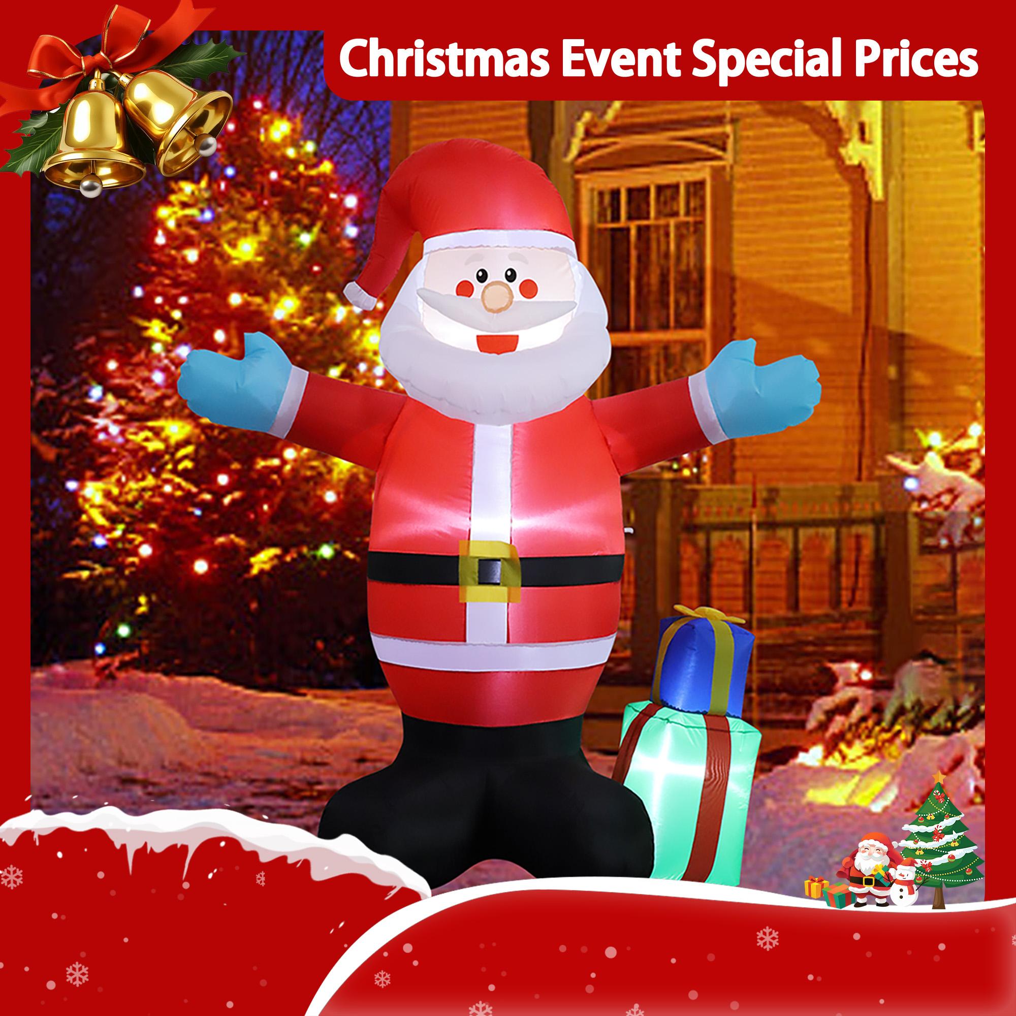 Crazy Little Mustang 6-foot inflatable Santa Claus decoration, snowman decoration with two penguins, two gift boxes, colorful rotating lights, and outdoor Christmas LED lantern banner. Crazy Little Mustang 6-foot inflatable Santa Claus decoration, snowman decoration with two penguins, two gift boxes, colorful rotating lights, and outdoor Christmas LED lantern banner.