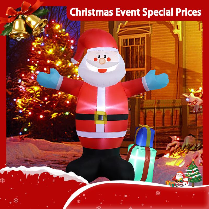 Crazy Little Mustang 6-foot inflatable Santa Claus decoration, snowman decoration with two penguins, two gift boxes, colorful rotating lights, and outdoor Christmas LED lantern banner. Crazy Little Mustang 6-foot inflatable Santa Claus decoration, snowman decoration with two penguins, two gift boxes, colorful rotating lights, and outdoor Christmas LED lantern banner.