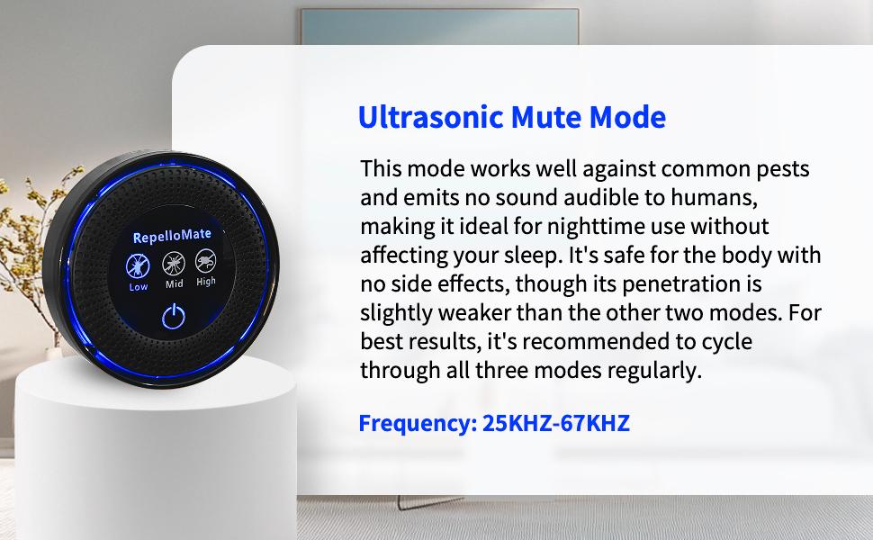 RepelloMate Ultrasonic Pest Repeller Plug-In - 3 Adjustable Modes for Mice Rats Spiders Ants Roaches Mosquitoes Bugs - Chemical-Free Eco-Friendly Device for Indoor Use