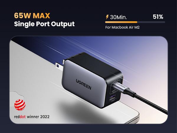 UGREEN Nexode 65W GaN USB C Wall Charger, 3-Port Compact Foldable Fast Charger Power Adapter for iPhone 17/16/15 Series, Galaxy S25/S24, Pixel 10/9, MacBook Pro/Air, Dell XPS, iPad Pro (Black),TikTokShopJumpstartSale