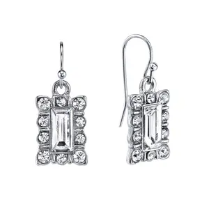 Crystal Rectangle Drop Earrings