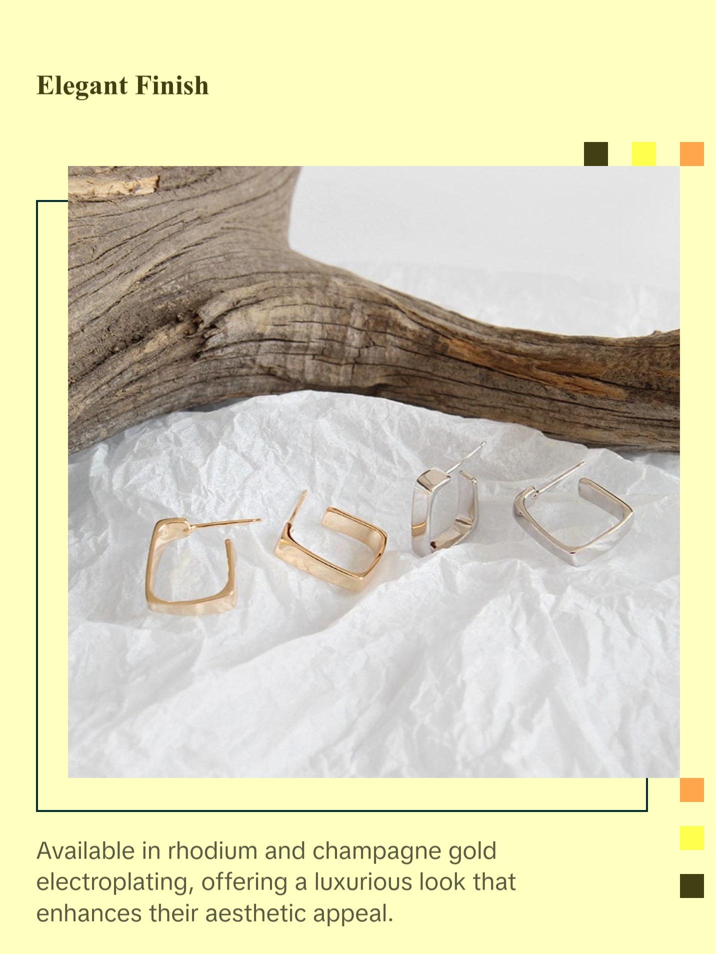 Classic Rectangle 925 Sterling Silver Hoop Earrings