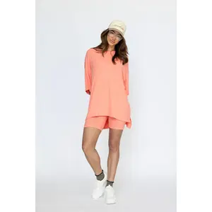 Day Dreamer Ribbed Biker Set - Peach