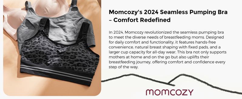 Momcozy Seamless 4-in-1 Pumping Bra Hands Free, HF022 CozyFitClasp Pumping & Nursing Bras,Supportive Breast Pump Bra Leopard Black