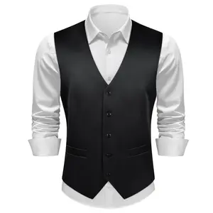 Alimens&Gentle Men's Satin Vest Slim Fit Solid Dress Waistcoat for Business Formal Wedding Prom and Casual Tuxedo Wear