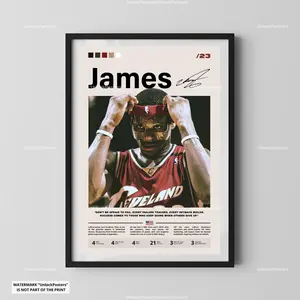 [Sale Up To 40%] [Unframe] LeBron James Cleveland Basketball Poster, Cleveland Basketball Legend Decor, Professional Basketball Wall Art, Cleveland Basketball Art, Iconic Athlete Portrait Print