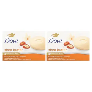 Dove Beauty Bar Soap, Shea Butter & Vanilla, 2 Bars, 3.75 oz (106 g) Each