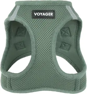 Best Pet Supplies Voyager Step-in Air Harness - All Weather Mesh, Reflective, No Pull Harness for Dogs, Cats - Secure with Hook & Loop Fastener, Buckle, Double D-Rings - Moss Green, S