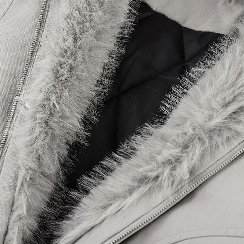 Men's Hooded Faux Fur Collar Jacket Winter Fashion Loose Thick Warm Coat Long Sleeve Menswear parker  coat   Casual Stylish