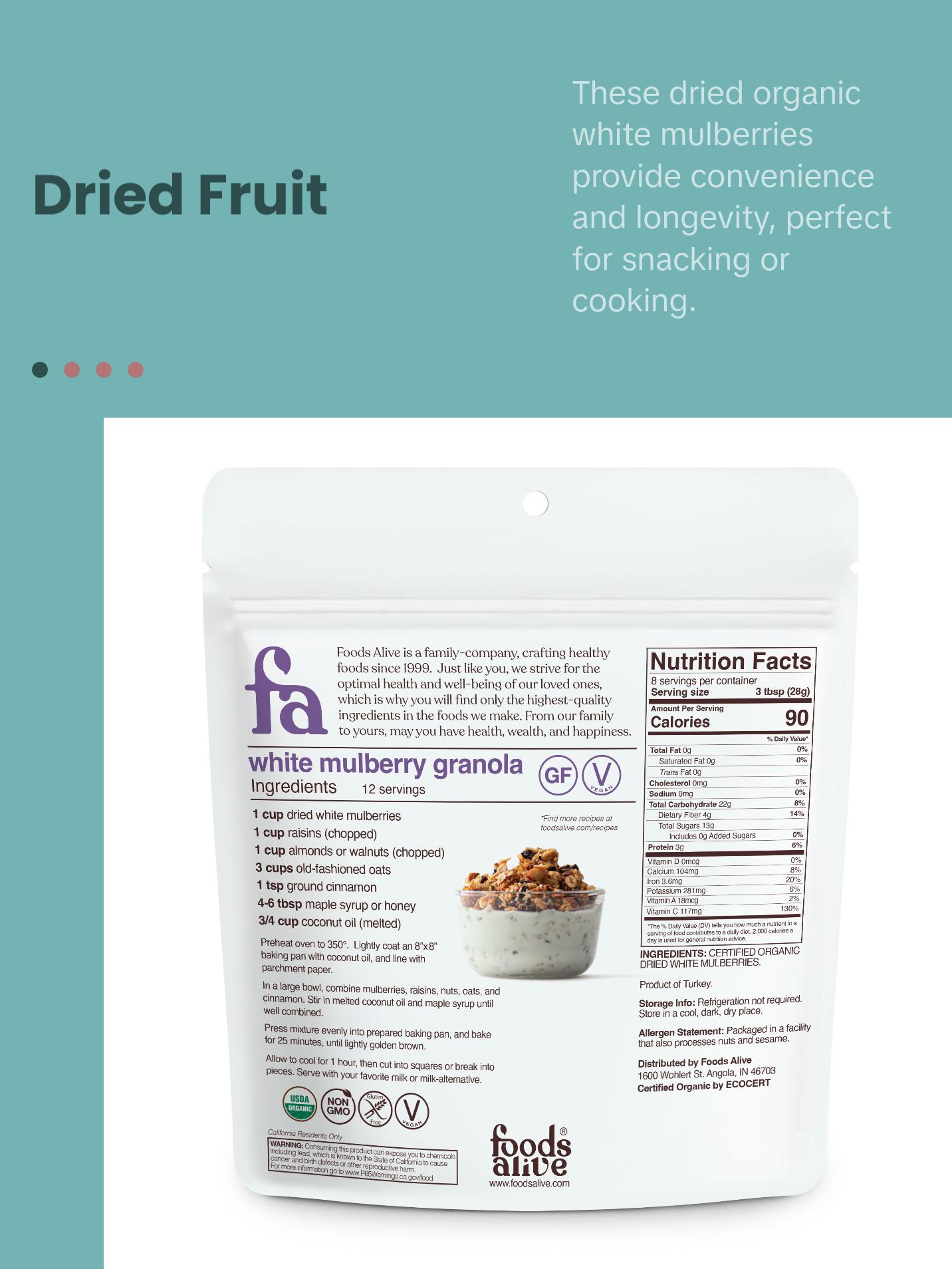 organic white mulberries (dried)