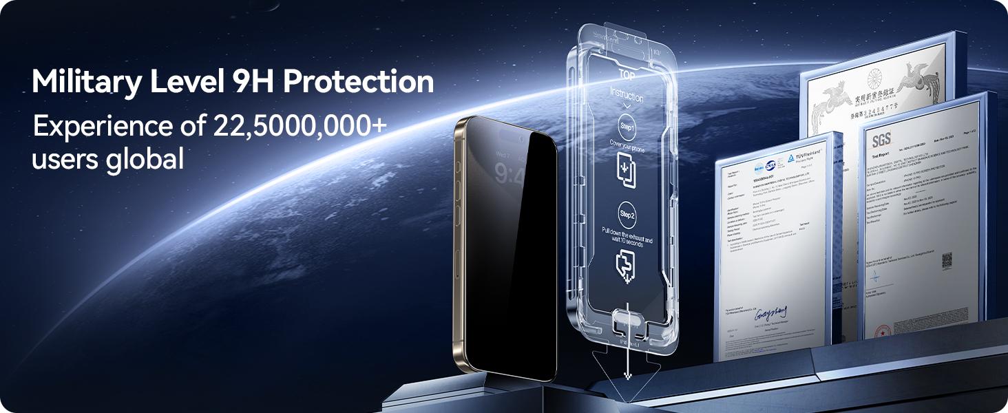 【3s Quick Paste】SmartDevil 2 Pack HD Clear Screen Protector for iPhone 17promax/17pro/16promax/16pro/15/15pro/14/13pro/13 Tempered Glass, Military-Grade Shatterproof Protection, Bubble-free, Scratch Resistant Fast&Easy Installation, Anti-Spy Privacy Film
