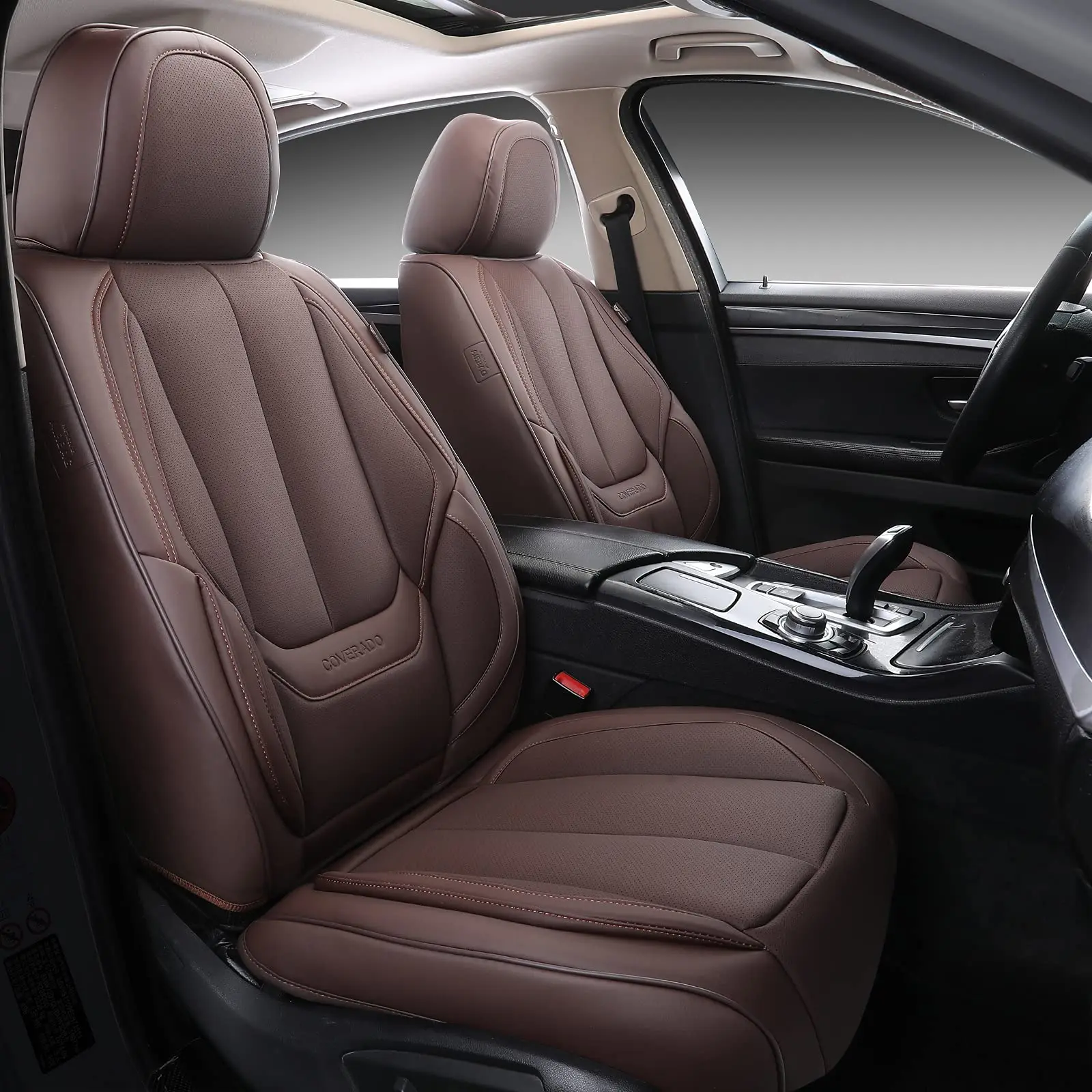【Coverado】Full Coverage Leather Car Seat Covers Universal Fit for Most CarsSedans Trucks SUVs with Waterproof  Automotive Seat Cover Accessories[8805pu] full coverage seat covers ridstar guts seat cover PU Leather Sedan Seat Cover